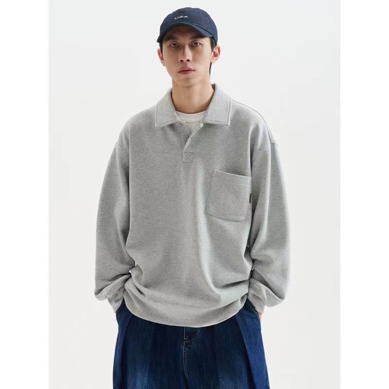 日系复古纯色卫衣男女