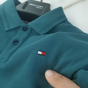 高端轻奢商场同款 长袖POLO衫男T恤秋季珠地下摆开叉休闲外贸男装
