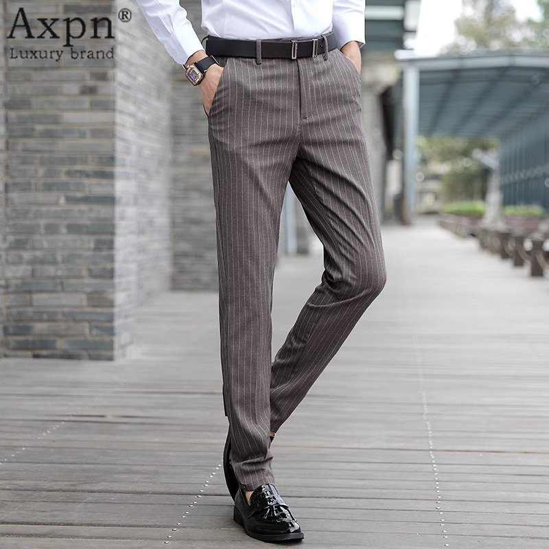 竖条纹西装裤男士2025秋冬新款装修身商务休闲长裤子格子直筒西裤