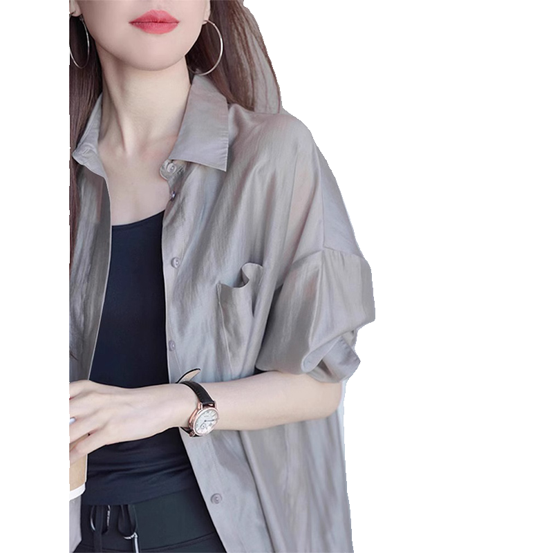 冰丝防晒衣女款2025夏季新款衬衣开衫宽松薄款透气防晒服衬衫上衣