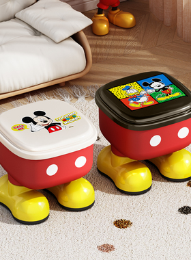 迪士尼换鞋凳门口家用轻奢高级感卡通收纳箱儿童创意入户门小凳子