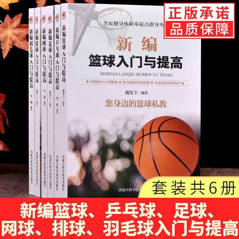 【现货正版】全套6册新编篮球足球羽毛球乒乓球网球排球入门与提高 零基础从入门到精通讲解规则战术个人球技练习提高战术指导书籍