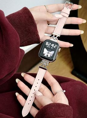 适用iQOO watch GT金属蝴蝶结拼皮手表带vivo watch GT时尚手表带