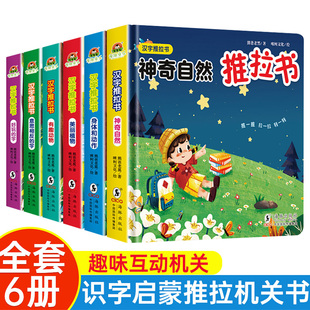 3岁幼儿园阅读儿童启蒙全脑开发早教书 2岁宝宝绘本2 我 本汉字推拉书全6册识字机关书幼儿认汉字300字婴儿推拉洞洞书一岁半1