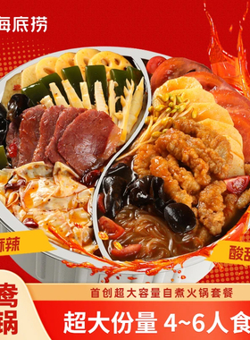 海底捞超大自热火锅速食4-6人夜宵麻辣烫冒菜懒人锅鸳鸯自煮火锅