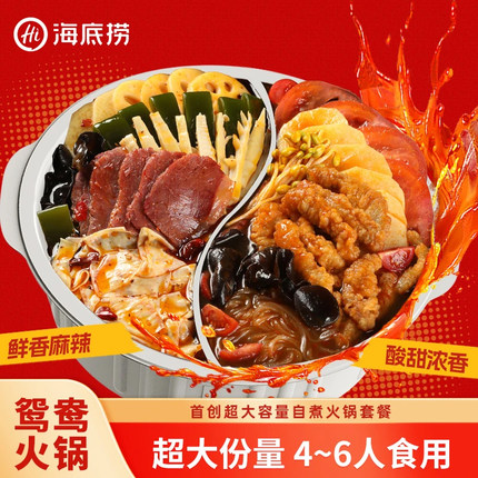 海底捞超大自热火锅速食4-6人夜宵麻辣烫冒菜懒人锅鸳鸯自煮火锅