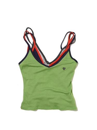 [Тот же стиль, что и на показе 25SS] Весенне-летняя цельношерстяная кофточка Moromoro с контрастными краями и вышивкой из пшеничных початков с V-образным вырезом.