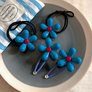 夏日蓝色花朵发夹女2026新款高端边夹侧边刘海夹bb夹发卡夹子发饰