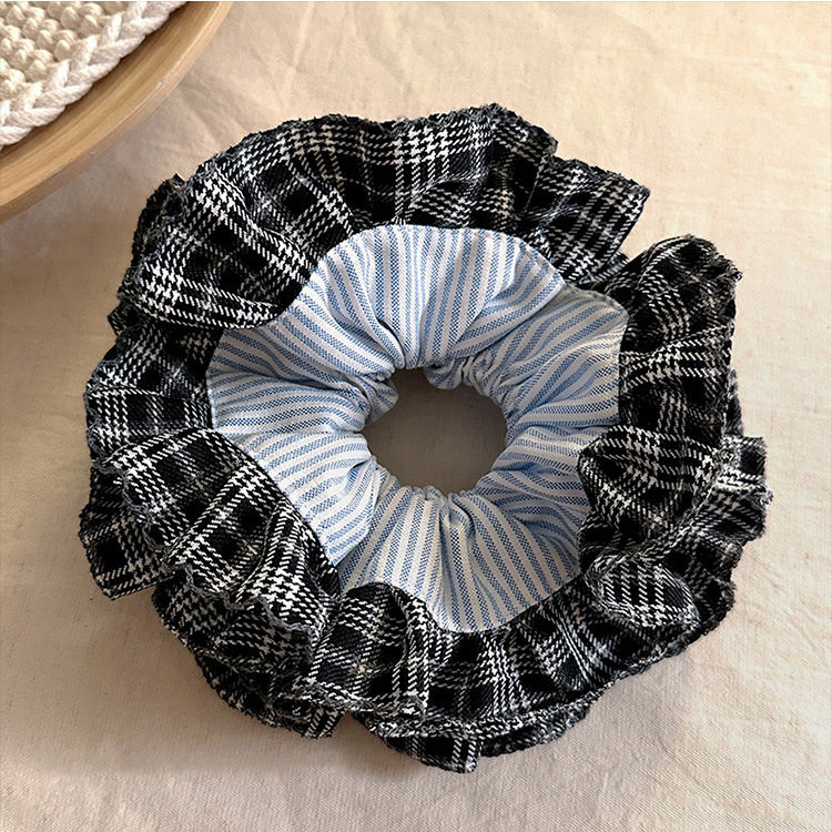 韩系蓝条纹蕾丝网格花边双层大肠发圈女扎头发丸子头发绳头绳发饰,饰品/流行首饰/时尚饰品新,发饰,淘宝优惠券,粉丝福利购,淘宝优惠卷