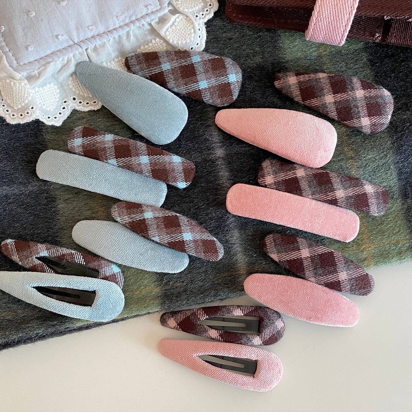 韩系少女甜美蓝色系格纹发夹2025新款时尚学院风侧边夹刘海夹发卡,饰品/流行首饰/时尚饰品新,发饰,淘宝优惠券,粉丝福利购,淘宝优惠卷