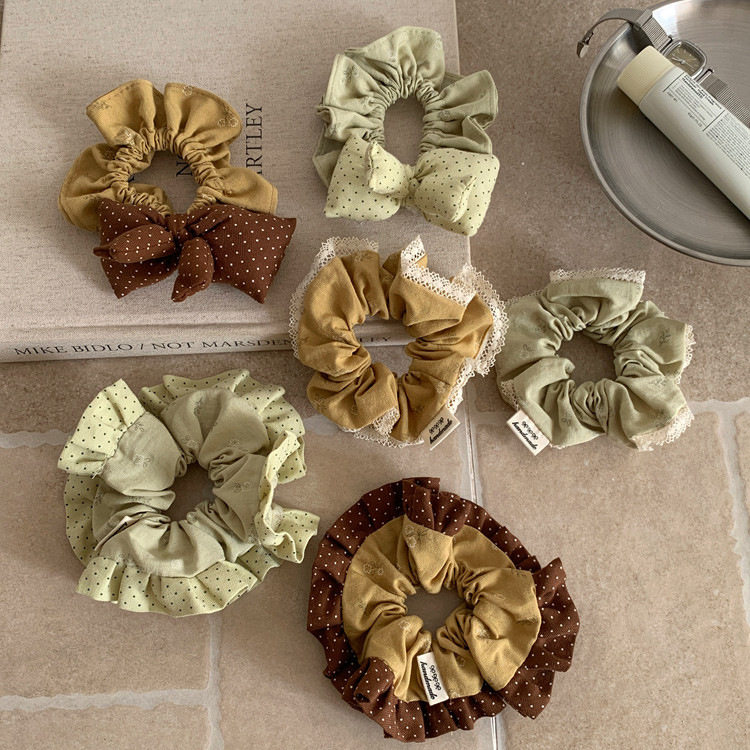 椰棕蜜瓜 韩系小清新蕾丝花边发圈甜美气质大肠圈头绳扎马尾发绳