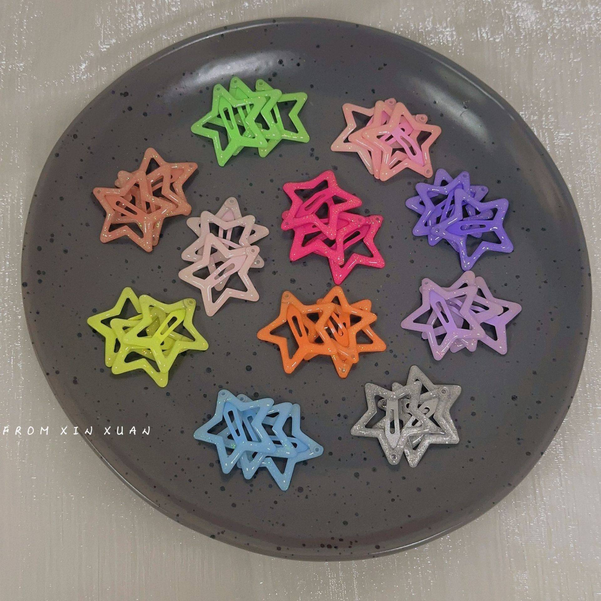 星星发夹多巴胺五角星发卡子头饰2026新款y2k彩色可爱BB夹子发饰