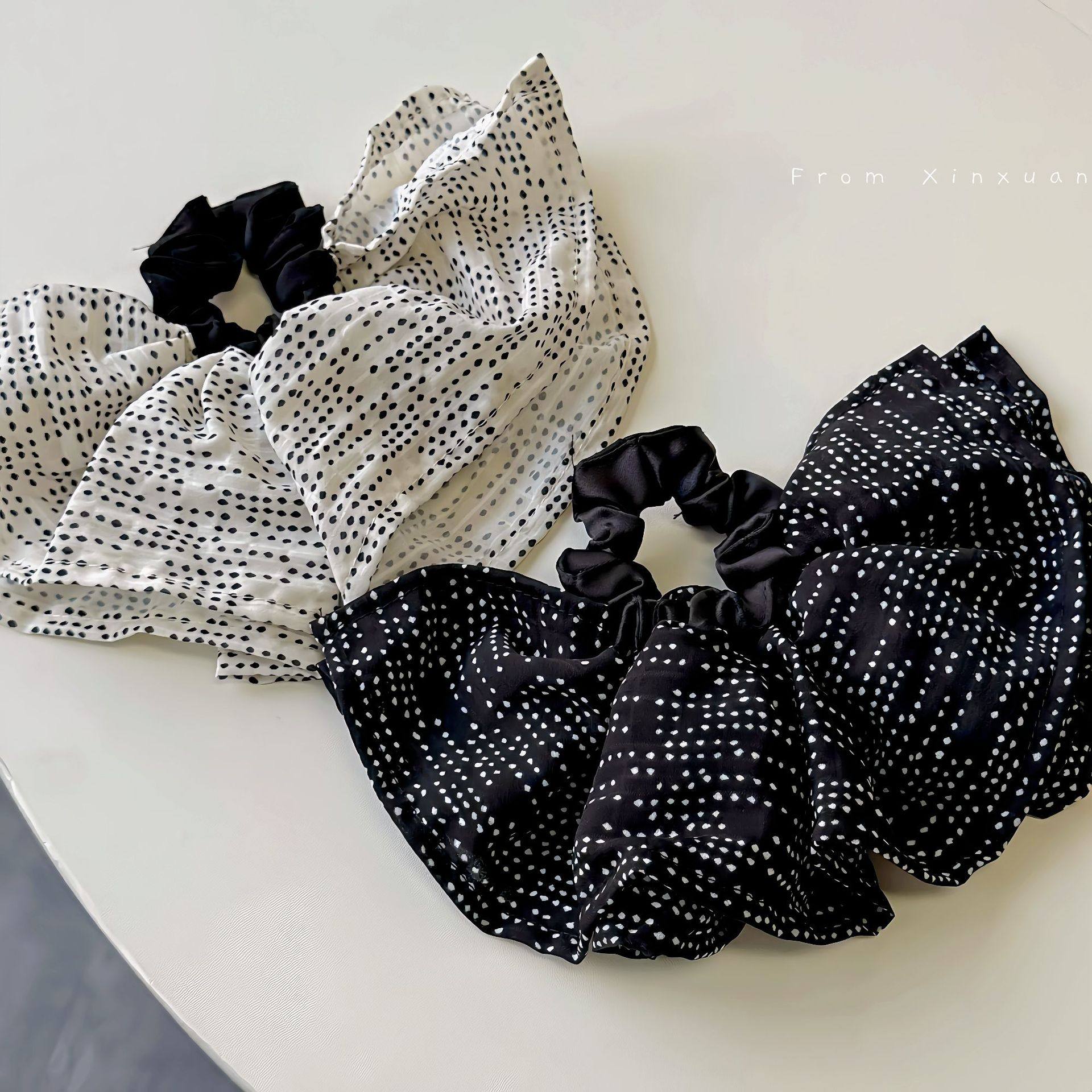 韩系高级感黑白波点裙摆大肠发圈女时尚气质头绳慵懒风百搭发饰,饰品/流行首饰/时尚饰品新,发饰,淘宝优惠券,粉丝福利购,淘宝优惠卷