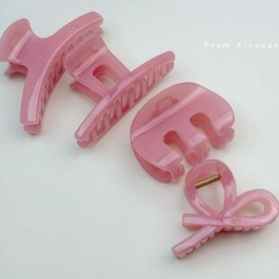 韩系果冻粉纯色简约抓夹女高级感百搭气质发夹春夏新款鲨鱼夹发饰
