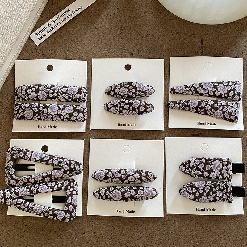 韩系复古咖紫色碎花布艺发夹女时尚小众刘海侧边碎发夹2026新款,饰品/流行首饰/时尚饰品新,发饰,淘宝优惠券,粉丝福利购,淘宝优惠卷