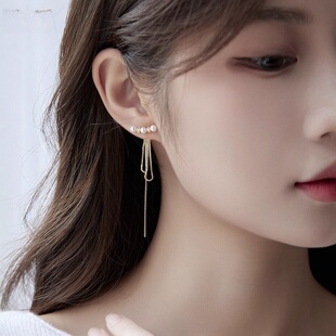 高级感气质珍珠耳饰女流苏耳环2026年新款潮爆款耳钉纯银针耳坠