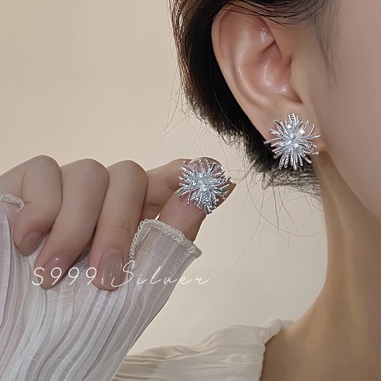 999纯银耳针烟花耳钉女轻奢小众
