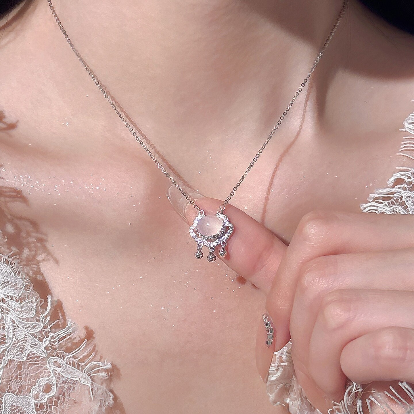 S925银链平安锁项链女款2026新款高级感轻奢小众锁骨链铜吊坠首饰