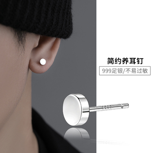 999纯银养耳洞耳钉男士潮流个性耳骨钉2025新爆款单只耳环男耳饰