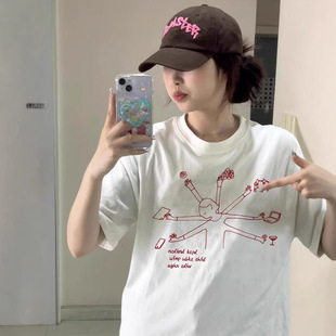 宽松oversize半袖 重磅纯棉美式 爆款 白色短袖 上衣 t恤女夏2025新款