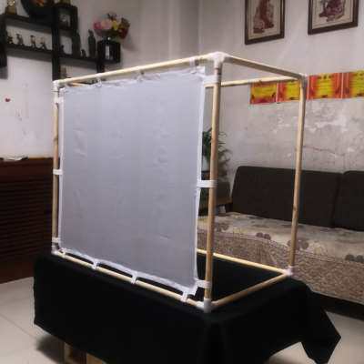 皮影戏表演幕布架子影子舞电筒人影秀灯光投影白色拍照墙摄影布