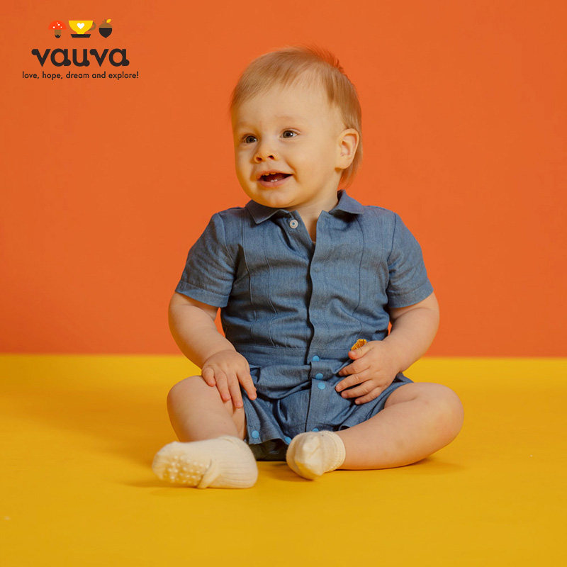 牛仔布连体衣VAUVA薄款婴儿夏季