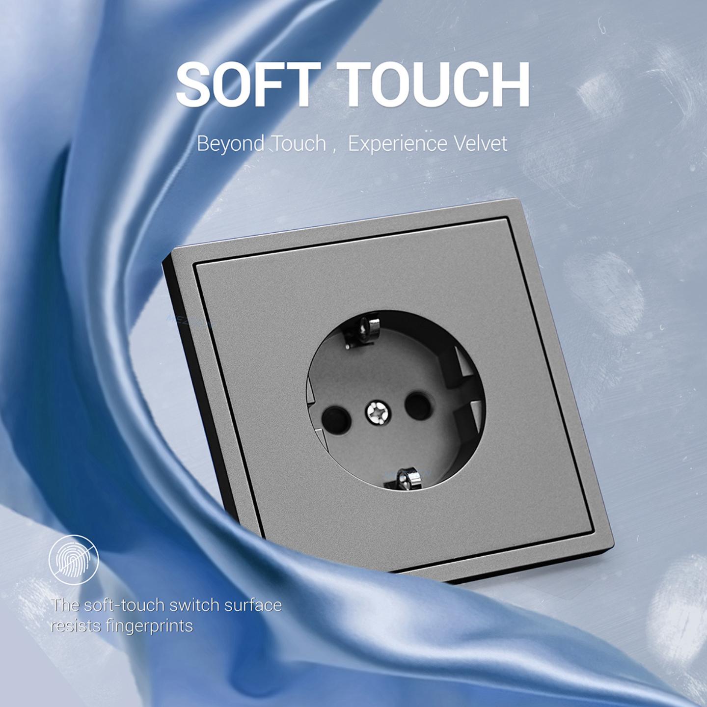 肤感灰色欧规开关插座德插german socket  розеткa TUV认证图片