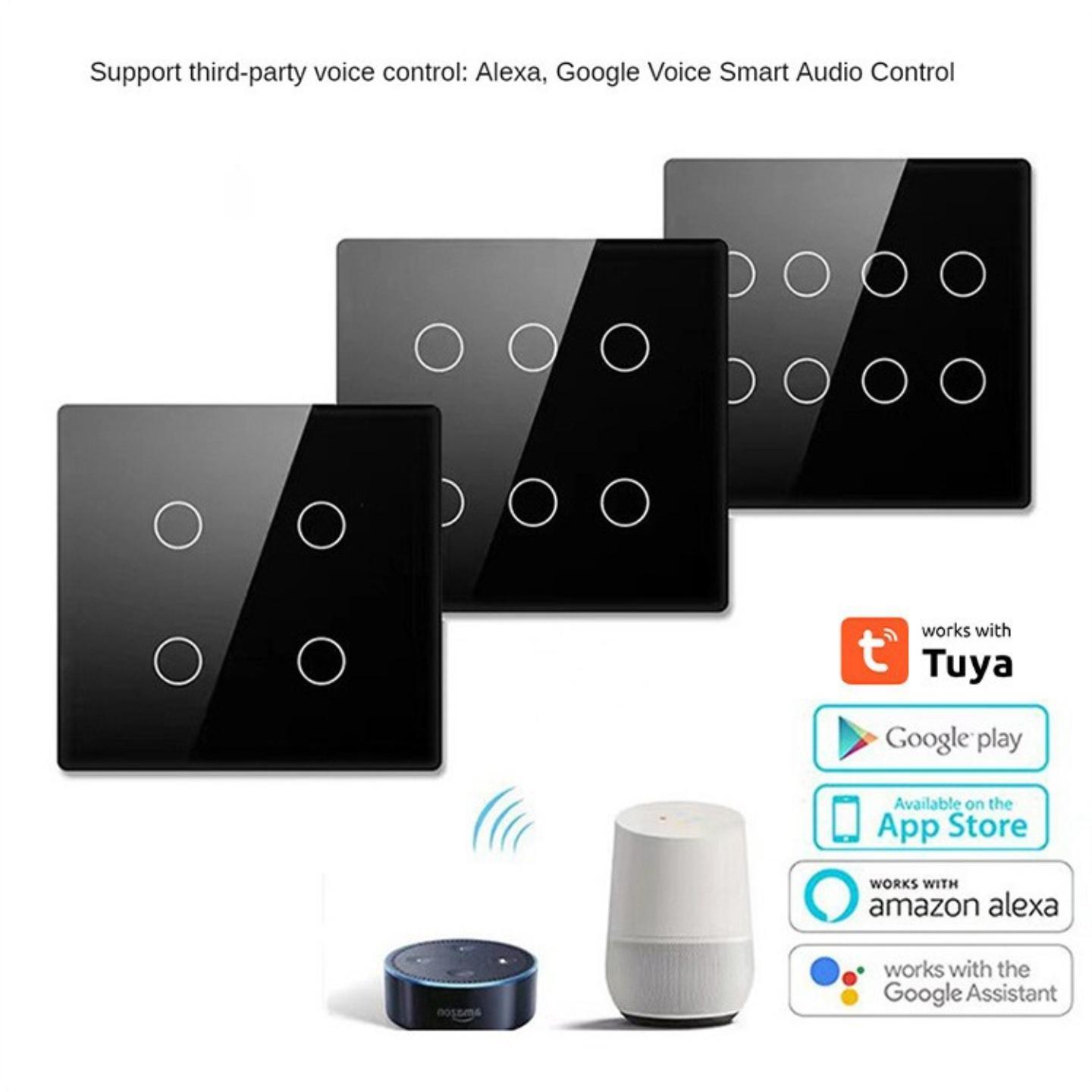 涂鸦124巴西规格wifi智能开关零火线触摸开关APP可调按键背光灯