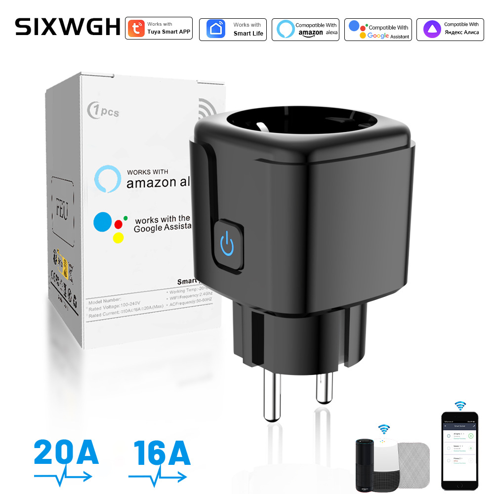 欧法规涂鸦WiFi智能插座转接插座定时语音远程Alexa手机APP