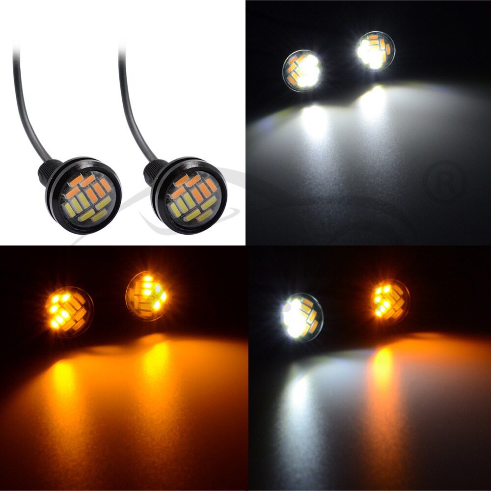 直销 汽车LED鹰眼灯 4014 12SMD 23MM双色鹰眼灯 超薄 防水