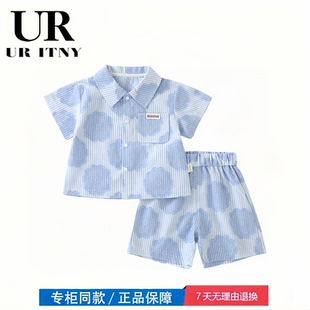 寶寶短袖 品牌專柜 撤柜專區 兩件套 嬰兒襯衣兒童短褲 夏季 襯衫