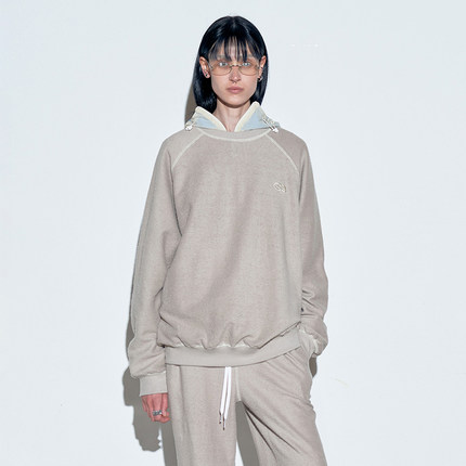 SCULPTOR TWICE林娜琏面料翻转插肩卫衣运动装