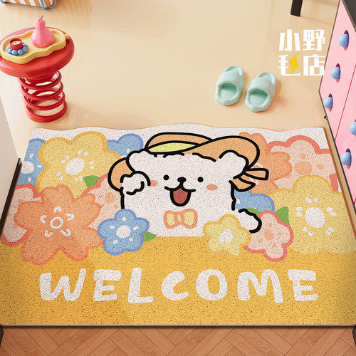 线条小狗地垫入户门垫进门卡通丝圈脚垫pvc门厅地垫大门口入户垫 - 封面