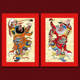 2026马年新款磁吸天师钟馗秦琼尉迟恭入户大门木板年画门神镇宅贴