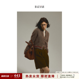 2025新款 针织开衫 时尚 马海毛撞色复古时尚 女 洋气爆款 毛衣女春秋季