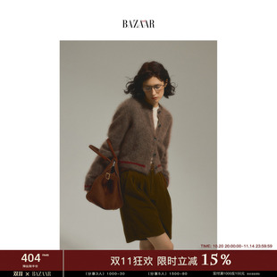 2025新款 针织开衫 时尚 马海毛撞色复古时尚 女 洋气爆款 毛衣女春秋季