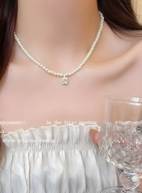 ins风复古珍珠项链女百搭小众高级感串珠女士锁骨链新款气质配饰
