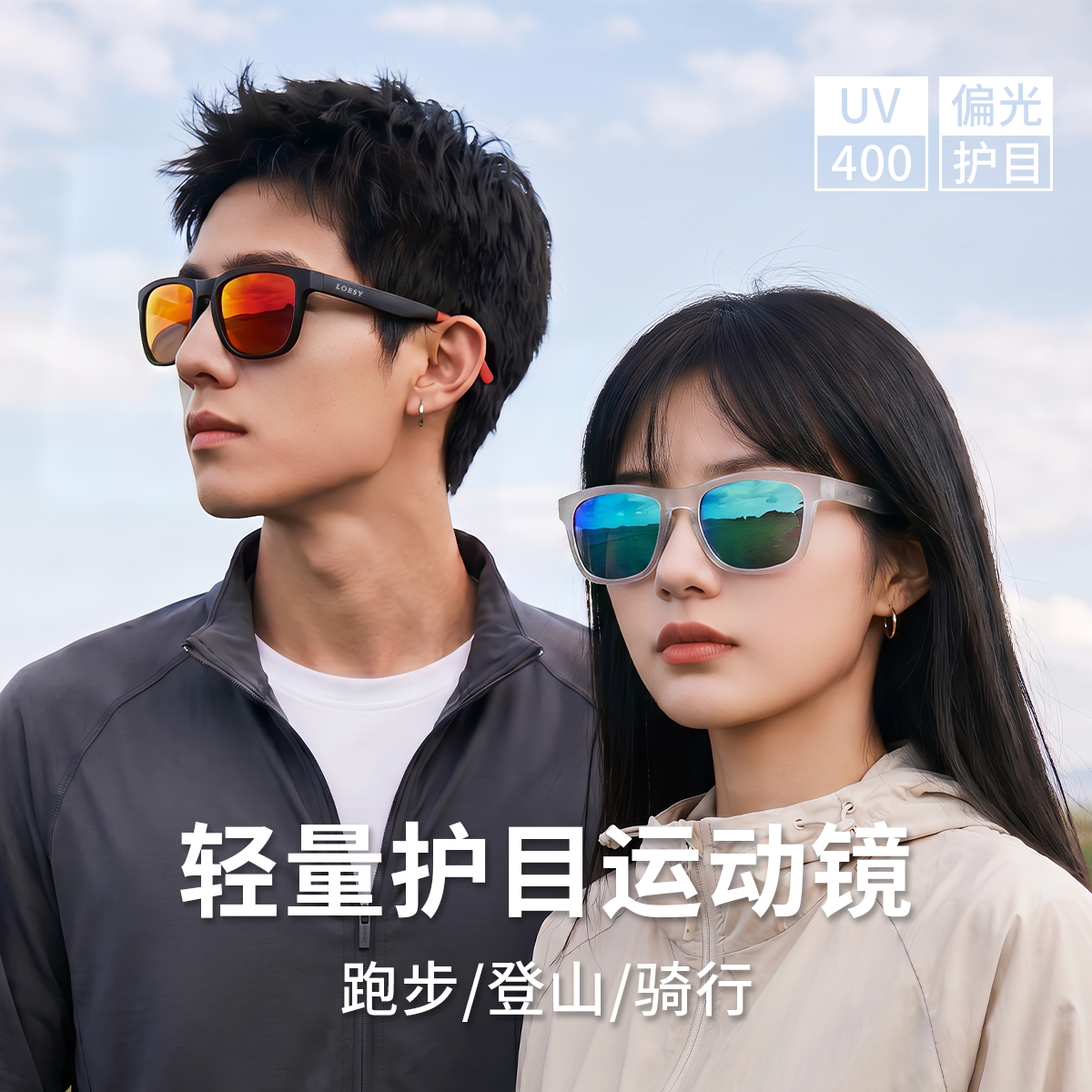 洛伊士新款偏光跑步登山防滑落运动镜户外轻量防晒护目太阳镜5523
