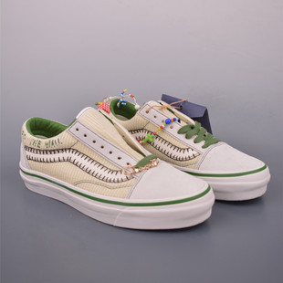 VN000EGYCRM 板鞋 Old Skool米白绿灯芯绒果冻底串珠挂链低帮男女鞋