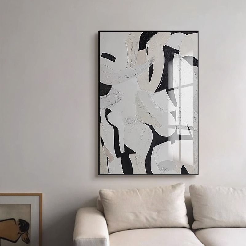 侘寂风极简装饰画抽象客厅沙发背景墙挂画高级感黑白艺术落地壁画