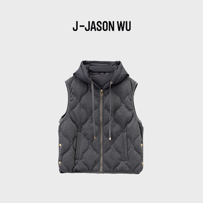 JASON WU-J系列菱格绗缝工艺高品质保暖休闲打底连帽马甲羽绒女款