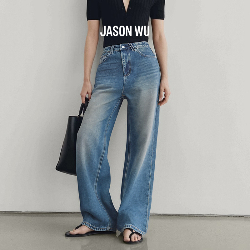 JASON WU2025秋季新款时尚复古怀旧小茧型直筒宽松通勤牛仔裤裤子