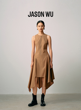 JASON WU 秋冬新款不规则下摆中长裙子长裙连衣裙