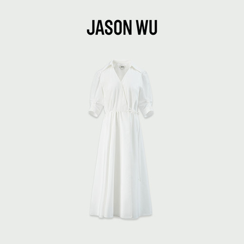 JASON WU2026年新款衬衫连衣裙女士休闲气质收腰V领长裙
