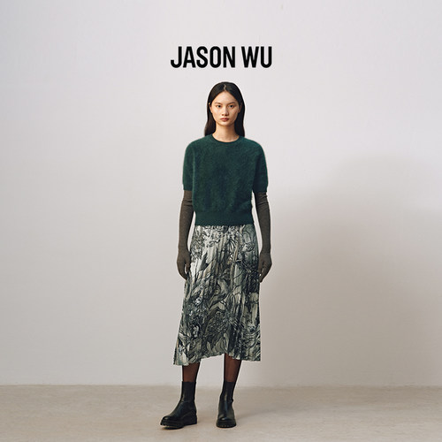 JASONWU中长裙百褶裙半身裙