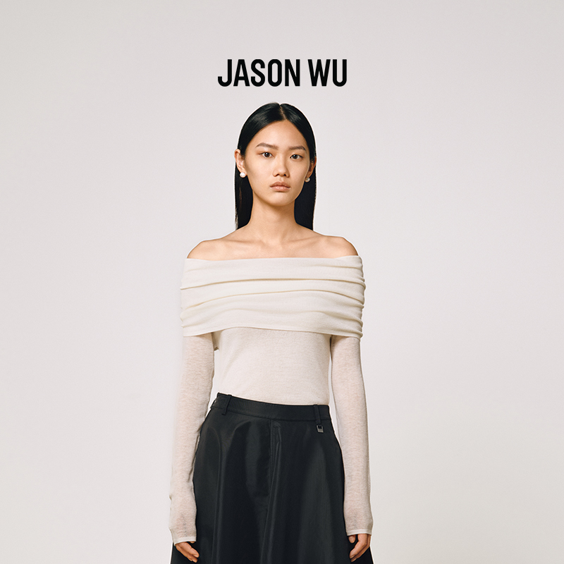 JASONWU绵羊毛套头一字肩