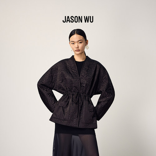 JASON WU2026年春季新款绗棉中长外套长袖宽松装饰纹理立领上衣