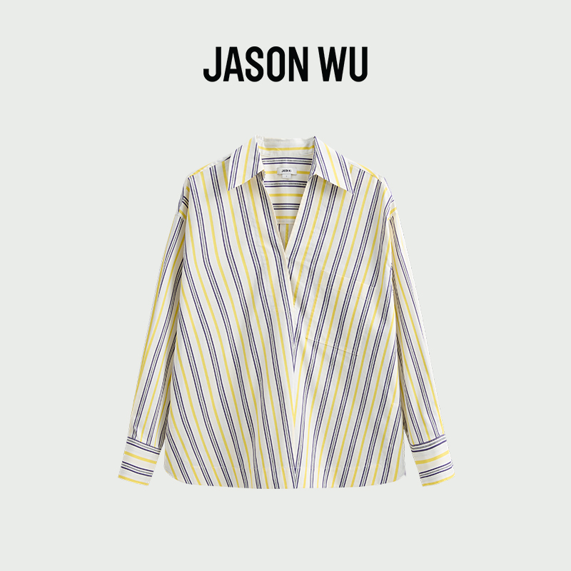 Jasonwu宽松条纹长袖衬衫