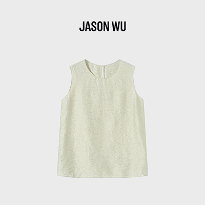 JASON WU-J系列小清新文艺风提花褶皱天丝时尚吊带背心女春夏新款