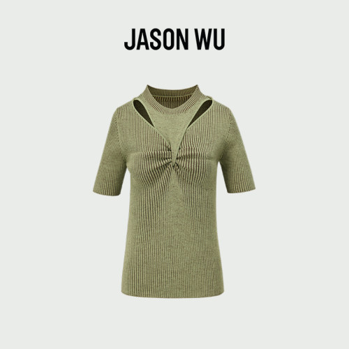 扭结镂空针织套头衫jasonwu